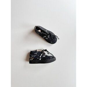 Kids' AKID Black White Marble Canvas Hi-Top Lace-Up Sneakers, Size 8